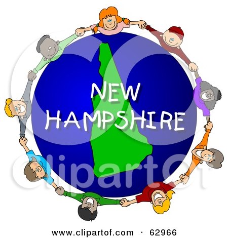Royalty-Free (RF) Clipart Illustration of Children Holding Hands In A Circle Around A New Hampshire Globe by djart