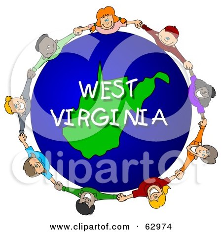 Royalty-Free (RF) Clipart Illustration of Children Holding Hands In A Circle Around A West Virginia Globe by djart