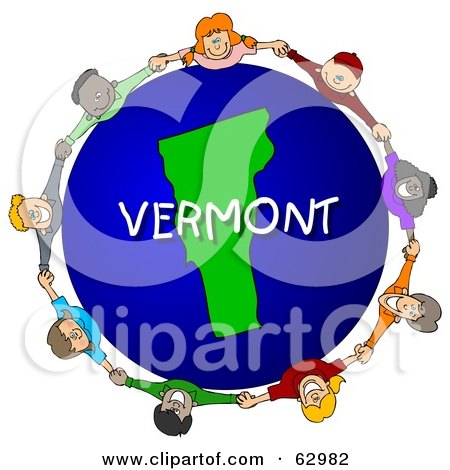 Royalty-Free (RF) Clipart Illustration of Children Holding Hands In A Circle Around A Vermont Globe by djart