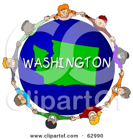 Royalty-Free (RF) Clipart Illustration of Children Holding Hands In A Circle Around A Washington Globe by djart