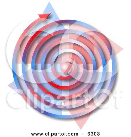 Red, White, Blue Spiral Arrow Clipart Picture by djart