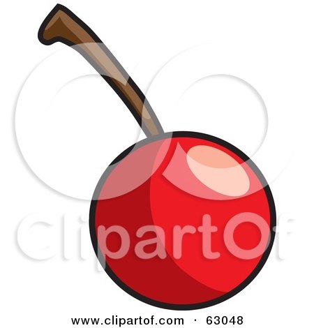Royalty-Free (RF) Clipart Illustration of a Stemmed Red Bing Cherry by Rosie Piter