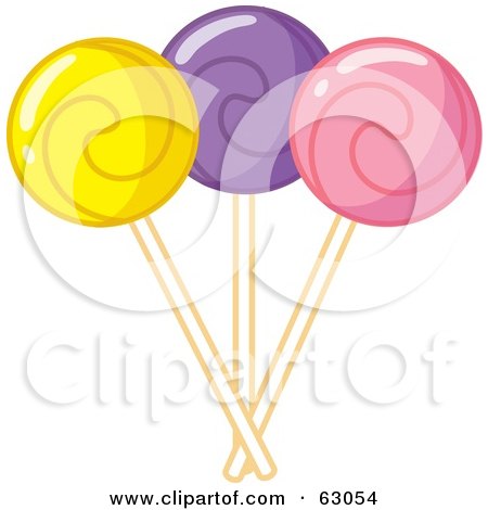 Royalty-Free (RF) Clipart Illustration of Three Different Flavored Suckers by Rosie Piter