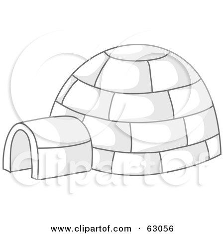 Royalty-Free (RF) Clipart Illustration of an Igloo With Gray Shadows by Rosie Piter