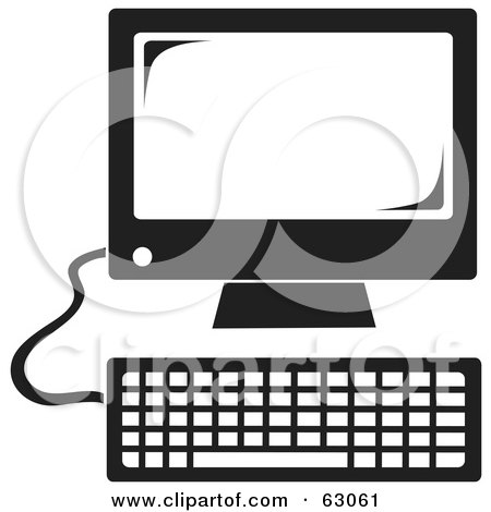 Royalty-Free (RF) Clipart Illustration of a Retro Styled Black Desktop Computer by Rosie Piter