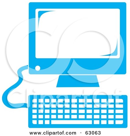 Royalty-Free (RF) Clipart Illustration of a Retro Styled Blue Desktop Computer by Rosie Piter