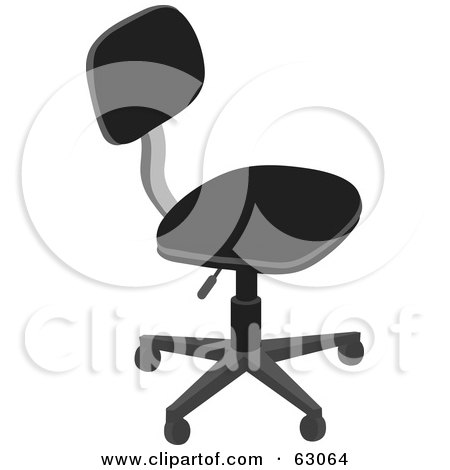 Royalty-Free (RF) Clipart Illustration of a Simple Black Computer Chair by Rosie Piter
