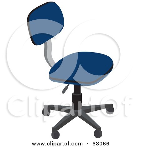 Royalty-Free (RF) Clipart Illustration of a Simple Blue Computer Chair by Rosie Piter