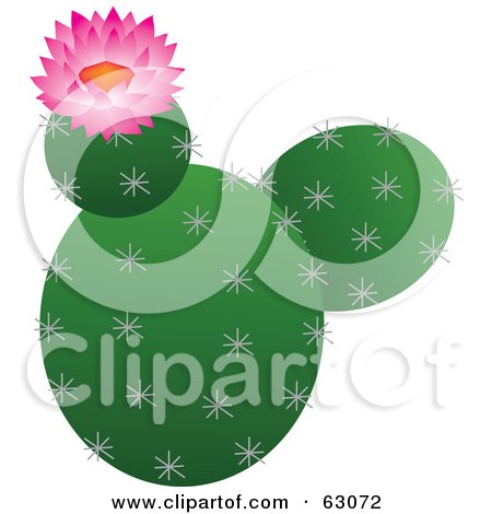 Royalty-Free (RF) Clipart Illustration of a Blooming Pink Flower On A Prickly Cactus Plant by Rosie Piter
