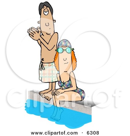 Swimmers Beside a Pool Clipart Picture by djart