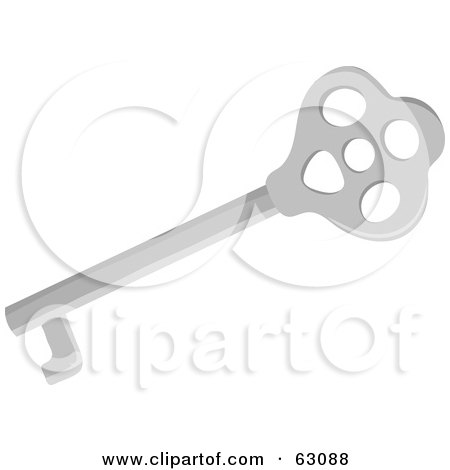 Royalty-Free (RF) Clipart Illustration of a Silver Skeleton Key With Holes by Rosie Piter