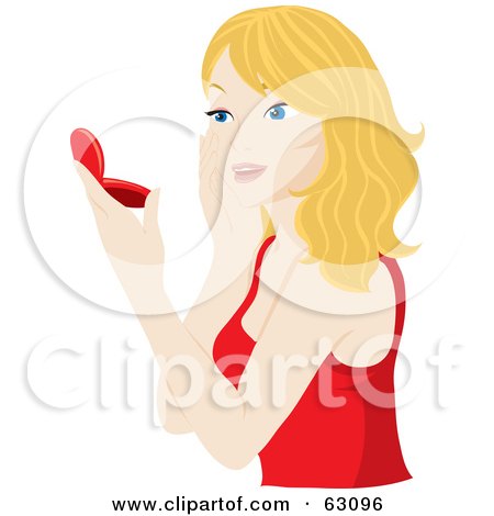 Royalty-Free (RF) Clipart Illustration of a Stunning Blond Beauty Looking In A Compact Mirror by Rosie Piter
