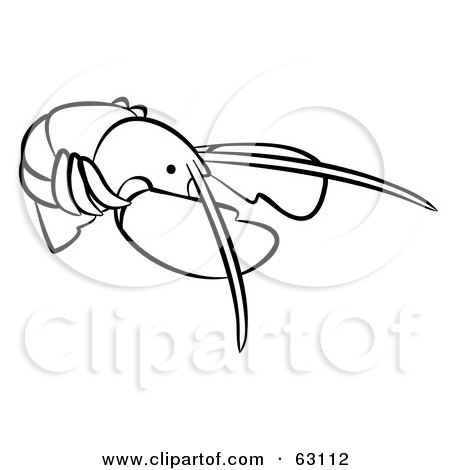 Royalty-Free (RF) Clipart Illustration of a Black And White Animal Factor Lobster by Leo Blanchette