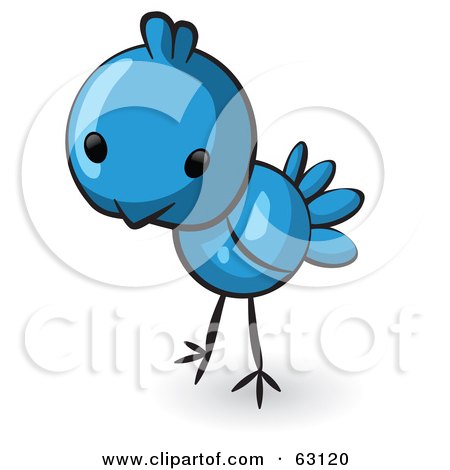 Royalty-Free (RF) Clipart Illustration of a Cute Little Animal Factor Blue Bird by Leo Blanchette