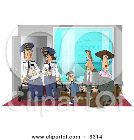 Female and Male Pilots Ready to Board a Plane with Passengers Clipart Picture by djart