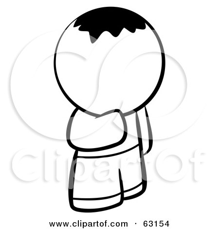 Royalty-Free (RF) Clipart Illustration of a Black And White Human Factor Shy Boy by Leo Blanchette