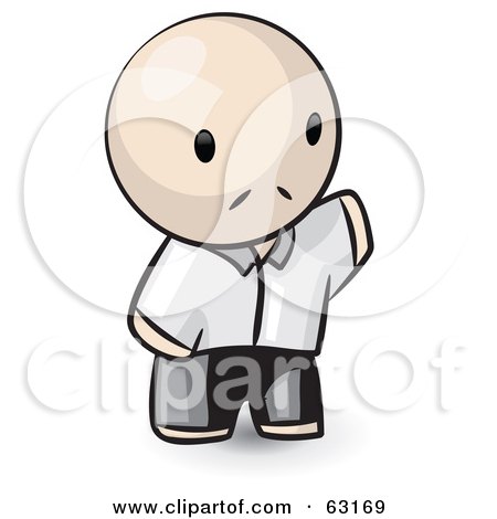 Royalty-Free (RF) Clipart Illustration of a Human Factor Chinese Man Waving by Leo Blanchette