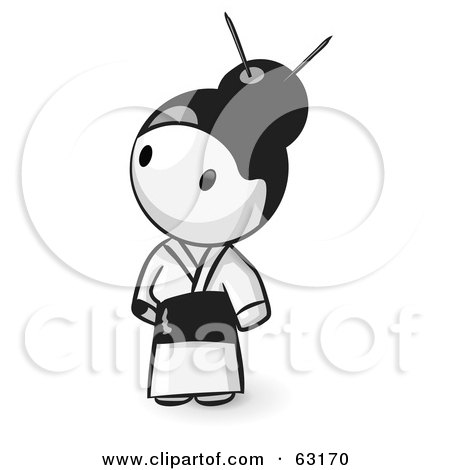 Royalty-Free (RF) Clipart Illustration of a Human Factor Geisha In A White Kimono by Leo Blanchette