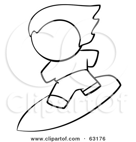 Royalty-Free (RF) Clipart Illustration of a Black And White Human Factor Surfer Dude by Leo Blanchette