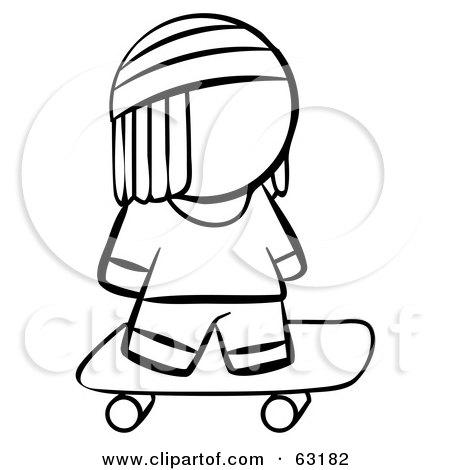 Royalty-Free (RF) Clipart Illustration of a Black And White Human Factor Skater Boy by Leo Blanchette