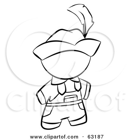 Royalty-Free (RF) Clipart Illustration of a Black And White Human Factor Swiss Man In A Hat by Leo Blanchette