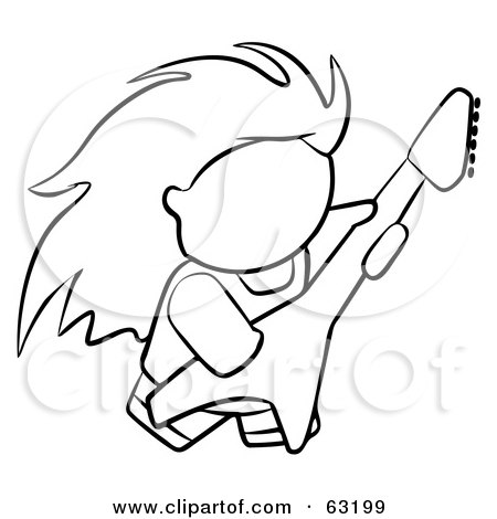 Royalty-Free (RF) Clipart Illustration of a Black And White Human Factor Rock Guitarist Man by Leo Blanchette