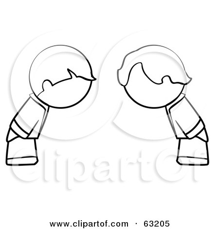 Royalty-Free (RF) Clipart Illustration of Black And White Human Factor Boys Bowing by Leo Blanchette