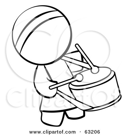 Royalty-Free (RF) Clipart Illustration of a Black And White Human Factor Chinese Drummer Man by Leo Blanchette