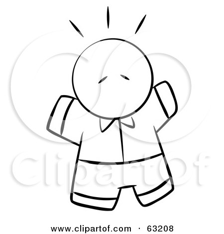 Royalty-Free (RF) Clipart Illustration of a Black And White Human Factor Scared Or Excited Man by Leo Blanchette