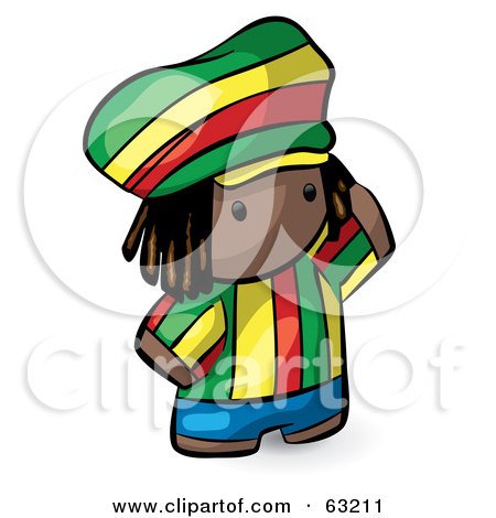 Royalty-Free (RF) Clipart Illustration of a Human Factor Rasta Man In Colorful Clothes by Leo Blanchette