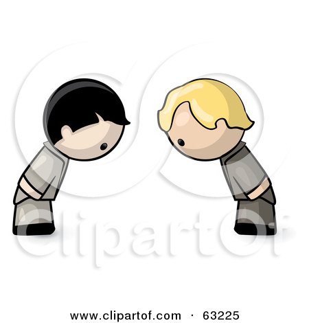 Royalty-Free (RF) Clipart Illustration of Human Factor Karate Boys Bowing by Leo Blanchette