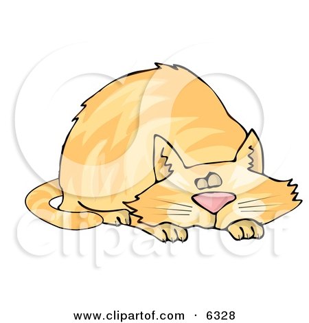Chubby Orange Tabby Cat Taking a Cat Nap Clipart Picture by djart