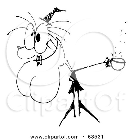 Royalty-Free (RF) Clipart Illustration of a Black And White Witch Holding Coffee Sketch by Andy Nortnik