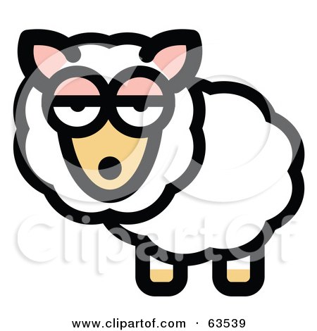Royalty-Free (RF) Clipart Illustration of a Bored White Sheep With Fluffy Fleece by Andy Nortnik