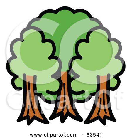 Royalty-Free (RF) Clipart Illustration of Three Mature And Lush Trees by Andy Nortnik