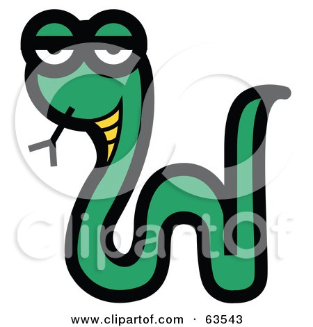 Royalty-Free (RF) Clipart Illustration of a Friendly Green Snake With A Forked Tongue by Andy Nortnik