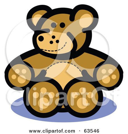 Royalty-Free (RF) Clipart Illustration of a Happy Brown Stuffed Teddy Bear by Andy Nortnik