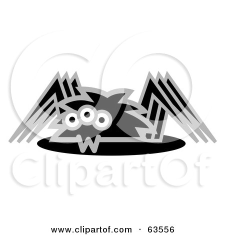 Royalty-Free (RF) Clipart Illustration of a Creepy Black And Gray Spider by Andy Nortnik