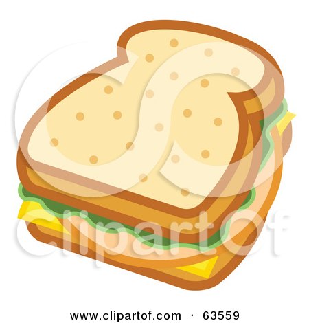 Royalty-Free (RF) Clipart Illustration of a Bologna Sandwich With Lettuce And Cheese by Andy Nortnik