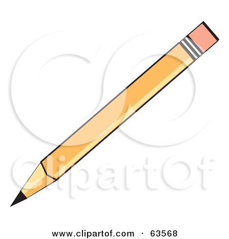 Royalty-Free (RF) Clipart Illustration of a Tilted Yellow School Pencil With An Eraser Tip by Andy Nortnik