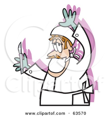 Royalty-Free (RF) Clipart Illustration of a Male Surgeon Holding A Scalpel by Andy Nortnik