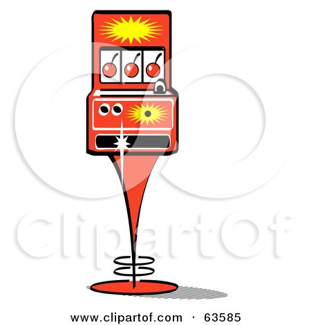 Royalty-Free (RF) Clipart Illustration of a Retro Slot Machine With Three Cherries On The Screen by Andy Nortnik