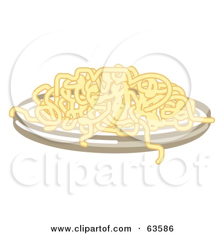 Royalty-Free (RF) Clipart Illustration of a Plate Of Cooked Spaghetti Noodles by Andy Nortnik