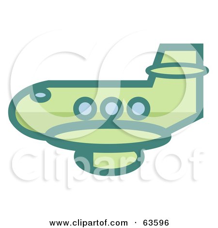 Royalty-Free (RF) Clipart Illustration of a Green Commercial Airplane by Andy Nortnik