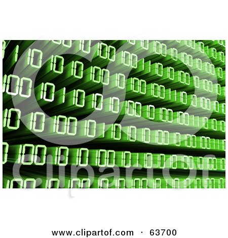 Royalty-Free (RF) Clipart Illustration of a Green 3d Flowing Binary Code Background by Tonis Pan