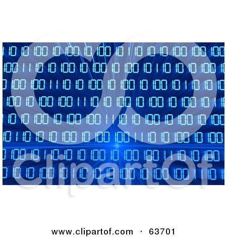 Royalty-Free (RF) Clipart Illustration of Lines Of Binary Code On A Shining Blue Background by Tonis Pan
