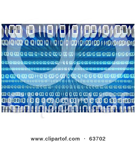 Royalty-Free (RF) Clipart Illustration of Waves Of White Binary Code Spanning A Blue Background With Light Rays. by Tonis Pan