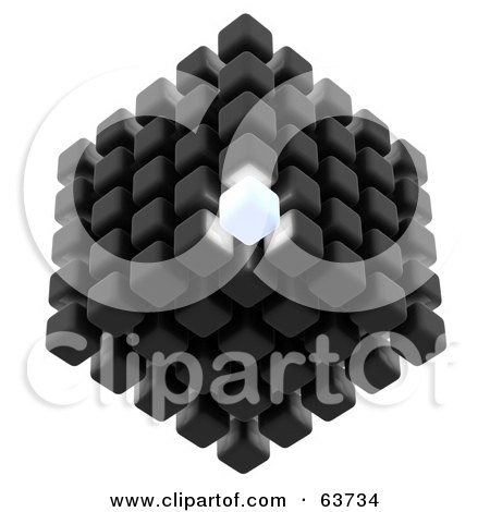 Royalty-Free (RF) Clipart Illustration of a 3d Gray Cubic Structure Composed Of Cubes, One Glowing Brightly by Tonis Pan