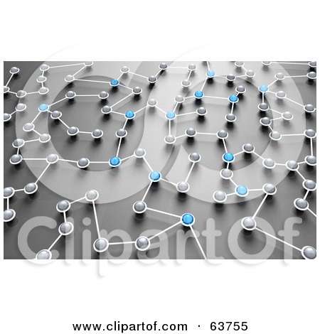 Royalty-Free (RF) Clipart Illustration of a 3d Network Of Blue And Gray Nexus Balls by Tonis Pan
