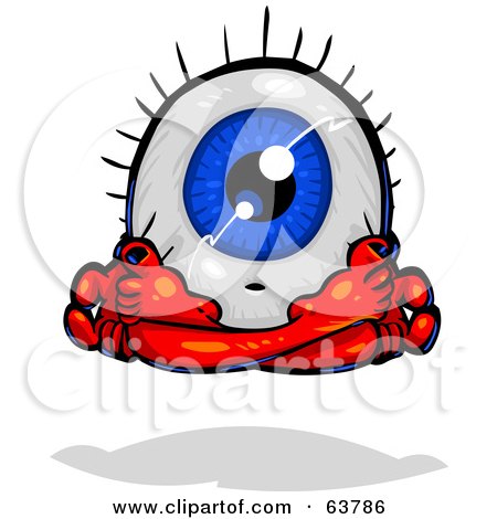 Royalty-Free (RF) Clipart Illustration of a Blue Eyeball Guy Meditating by Tonis Pan